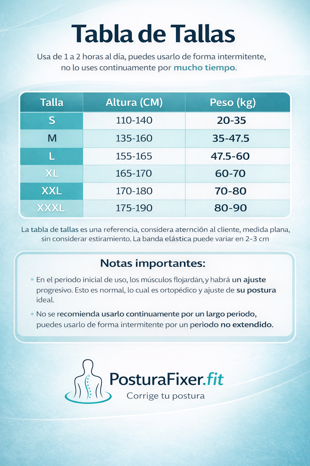 Corrector de postura ajustable